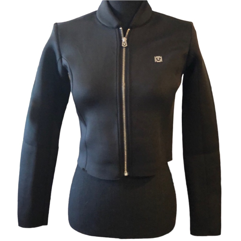 TRUE RELIGION SCUBA CROP JACKET BLACK SIZE SMALL NEW WITH TAGS
